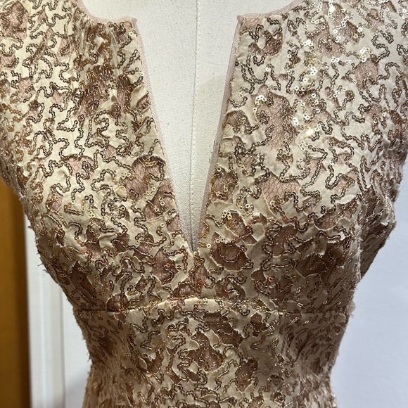 ✨BCBGMAXAZRIA Gold Sequin Mini Dress NWT – Size 0✨ - Picture 3 of 11